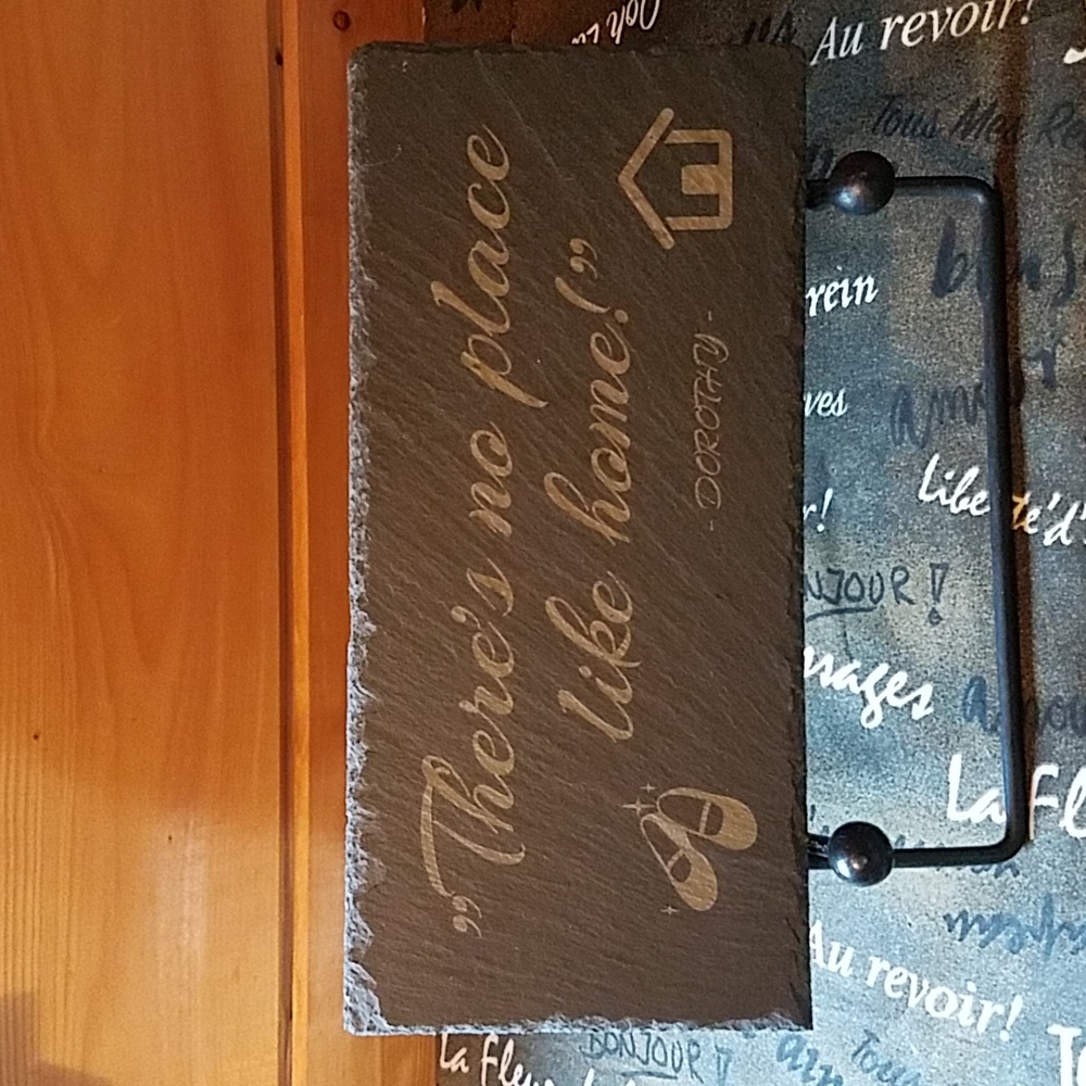 Mushland Slate Cheese Board "There's no Place like home!"